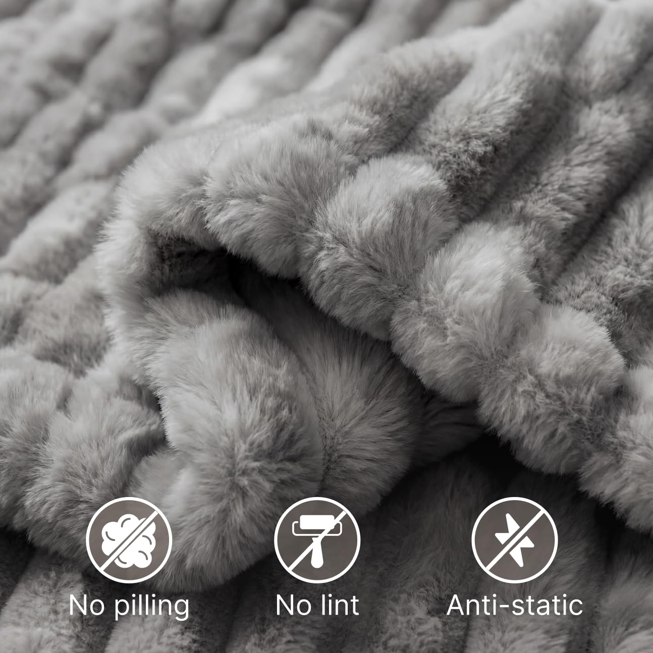 Mamma Mia Covers Faux Fur Throw Blanket – Super Soft and Cozy Fluffy Fleece – Midweight Fuzzy Plush Blanket for Couch and Bed – Gift Luxury Double Sided Throw for Women and Girls – Gray (50"x60")