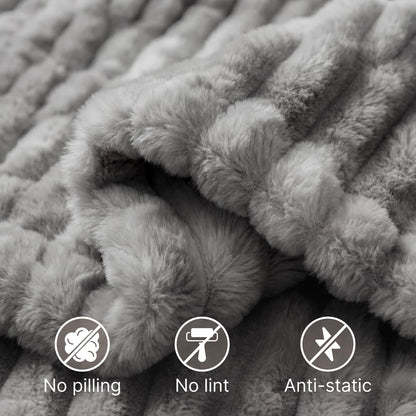Mamma Mia Covers Faux Fur Throw Blanket – Super Soft and Cozy Fluffy Fleece – Midweight Fuzzy Plush Blanket for Couch and Bed – Gift Luxury Double Sided Throw for Women and Girls – Gray (50"x60")