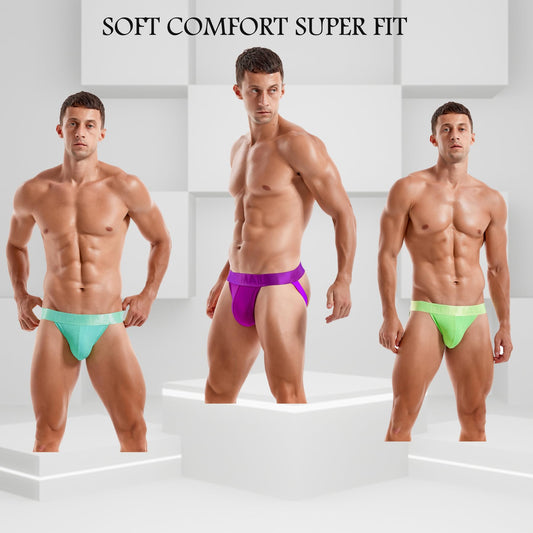 JOCKMAIL 3PCS/Pack Jock straps for Men Breathable Mens Jockstrap Athletic Supporter for Gym,Nightclubs & Special Occasions
