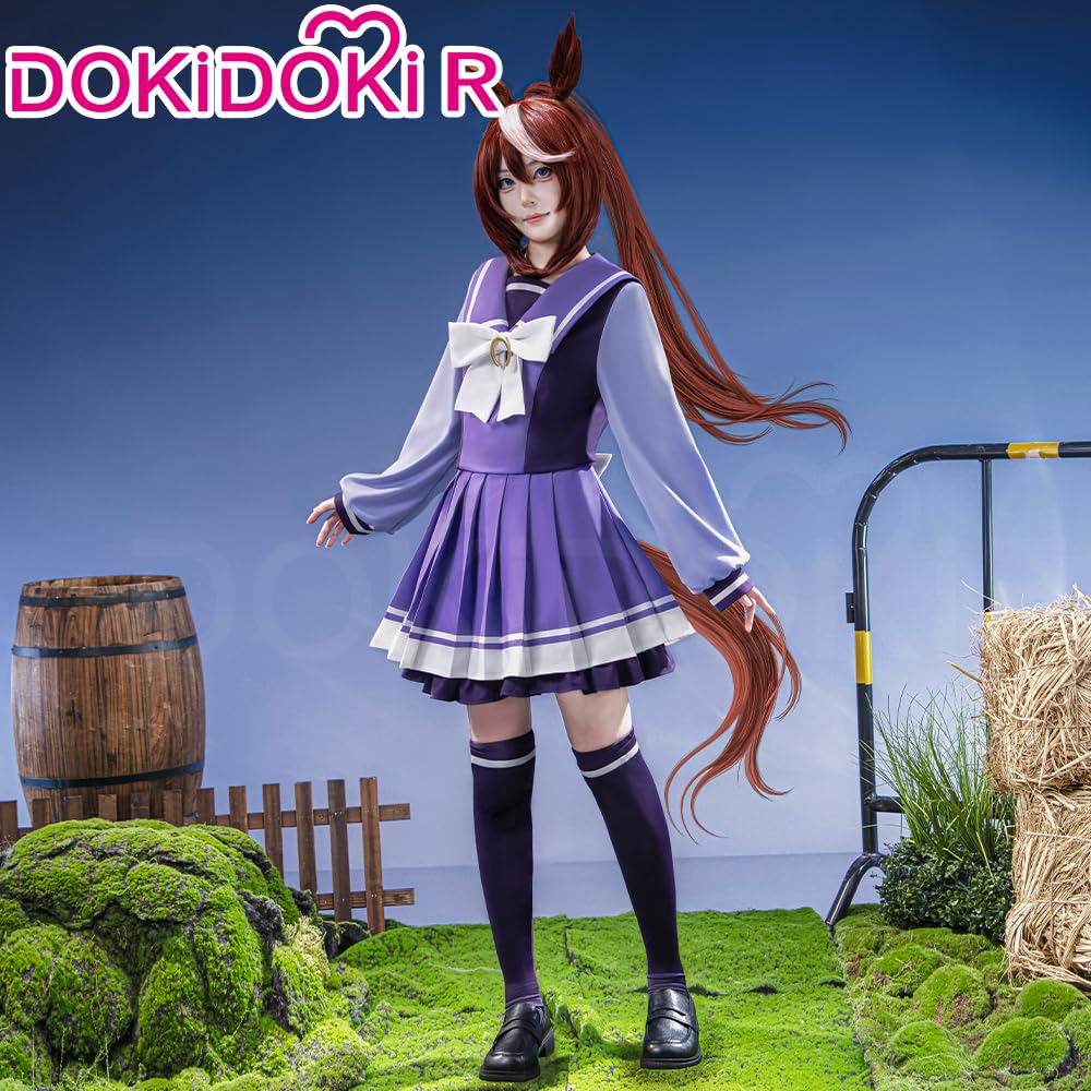 KIRA KIRA Anime Game Cosplay Costume Doki-R Winter Purple Uniform School Dress Long Sleeves Halloween Costume (XS)