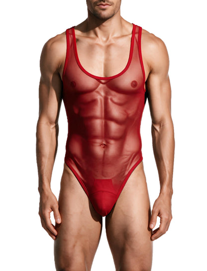 Sexy Lingerie For Men Sheer Mesh One Piece Exotic Apparel Backless Bodysuit