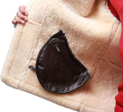 MARCO ENZOLANI B3 Bomber Jacket Aviator Real Shearling B3 Bomber Jacket Winter (Brown, 2xl)