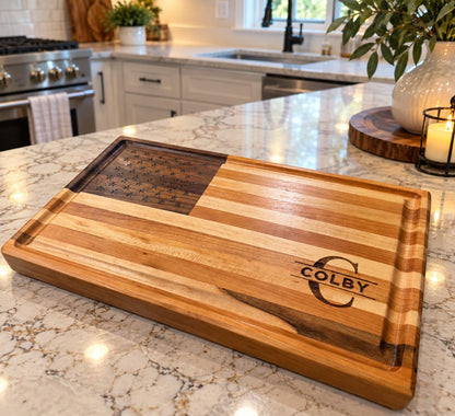 Personalized American Flag Cutting Board