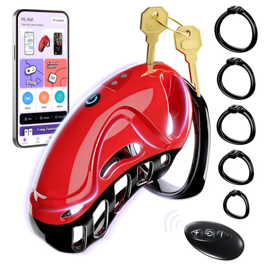 Chastity Cage Männer Sex Spielzeug für die Männer - Peniskäfig Keuschheitskäfig Herren SM Fetisch Extrem Penis Bondage, Keuschheitsgürtel Sexspielzeuge mit 5 Größen Penisringe 2 Schlüssel & 1 Schloss