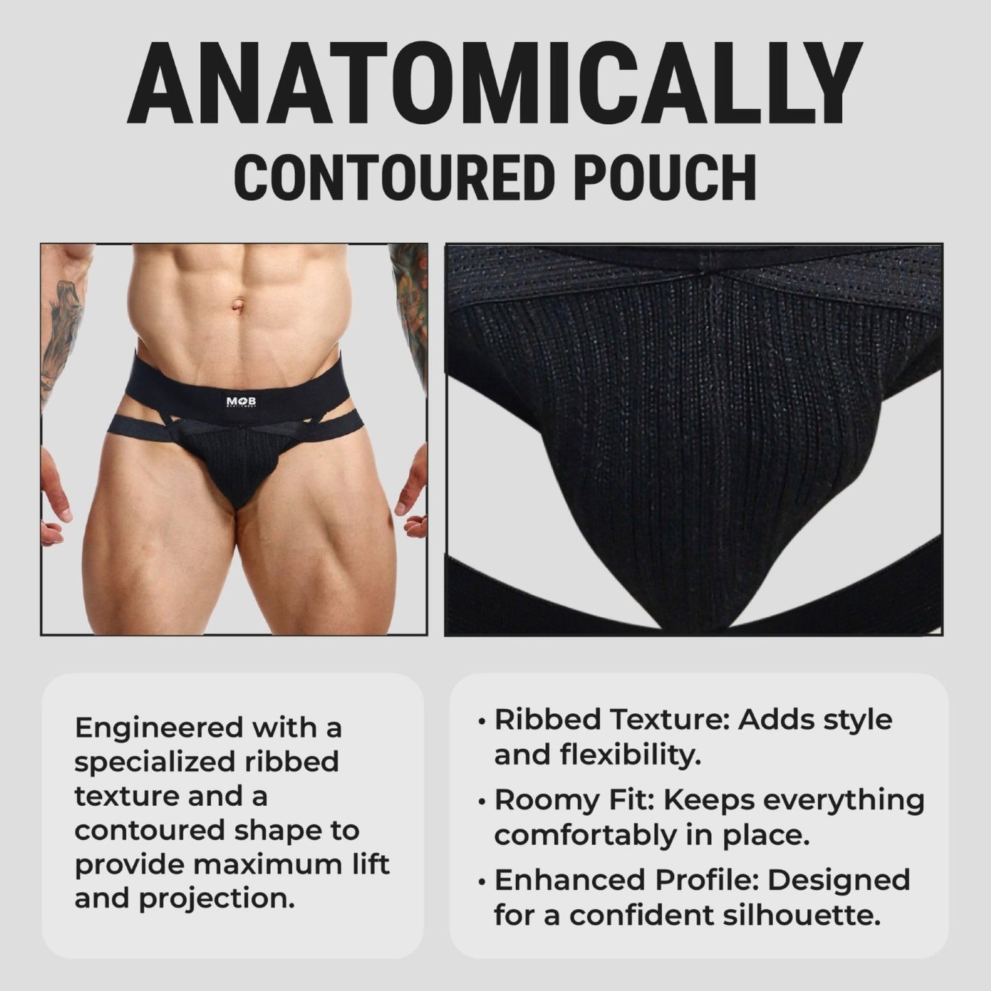 MALEBASICS Mens Jockstrap Athletic Supporter 3" Wide Band – Jock Strap Underwear for Men, Breathable Sport Fit Black L