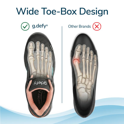Gravity Defyer g-defy Energiya Cross Training Shoes for Women | Comfortable Orthopedic Shoes for Standing All Day | Patented VersoShock Technology | Wide Toe Box Gray, Blue