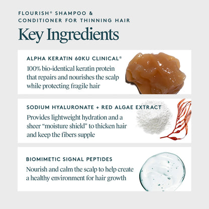 Virtue Flourish Shampoo and Conditioner Set for Fine or Thinning Hair, Sulfate Free Hair Growth Product