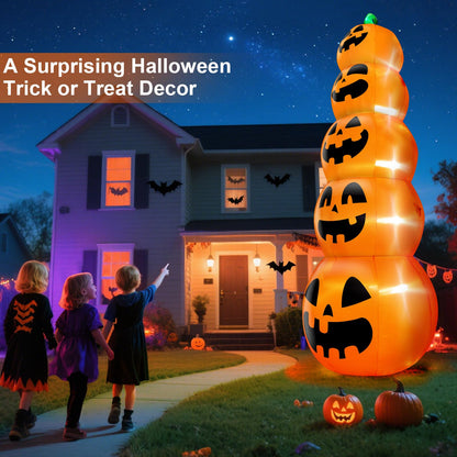 14 FT Giant Halloween Inflatable Stacked Pumpkins Outdoor Decoration