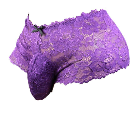 aishani Men's Lingerie Style Underwear - Soft Lace Pouch Briefs Panties,Breathable & Supportive for Everyday Wear,Large