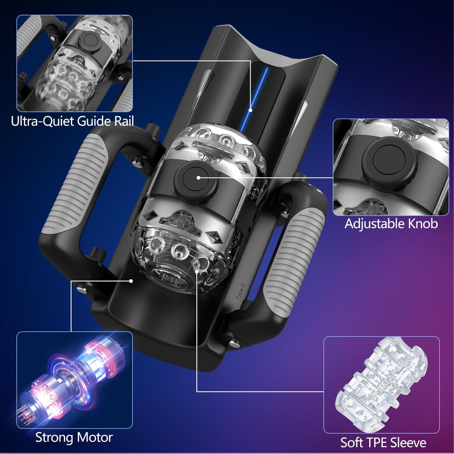 Sex Toy for Men Male Masturbator - Sex Toys Pocket Pussy with 12cm Thrusting Distance，Male Sex Toys Penis Pump Male Stroker Hands Free Masturbators with Phone Stand & Foldable Handle, Blowjob Machine