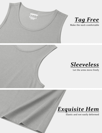 MAGCOMSEN Mens Tank Tops SPF Protection Sleeveless Shirts Gym Athletic Tank Undershirt Bodybuilding Muscle Tank Tops Light Gray L