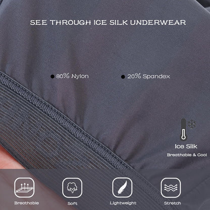 ZONBAILON 3 Pack Sexy Underwear for Men Ice Silk See Through Thin Breathable Trunks 3XL