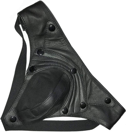 Men's Real Leather Jockstrap Underwear, Black, X-Large