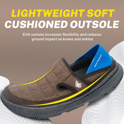 Slip On Shoes for Men, Orthopedic Men's Slippers for Plantar Fasciitis, Lightweight Wide Toes Box House Shoes Clogs with Arch Support for Pain Relief (Brown, 10.5)
