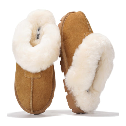 Project Cloud 100% Genuine Leather Shearling Slippers Women