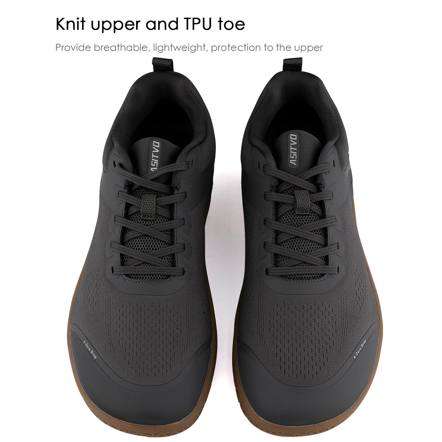 ASITVO Wide Barefoot Shoes Men Gym Zero Drop Sole Minimalist Cross Trainer Width Toe Box Size 10.5 Sneakers Grounding Trail-Running Shoes Dark Grey Oxford 44