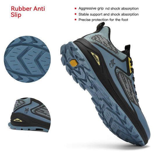 Kricely Men's Trail Running Shoes -Hiking & Non-Slip Light Blue Size 13