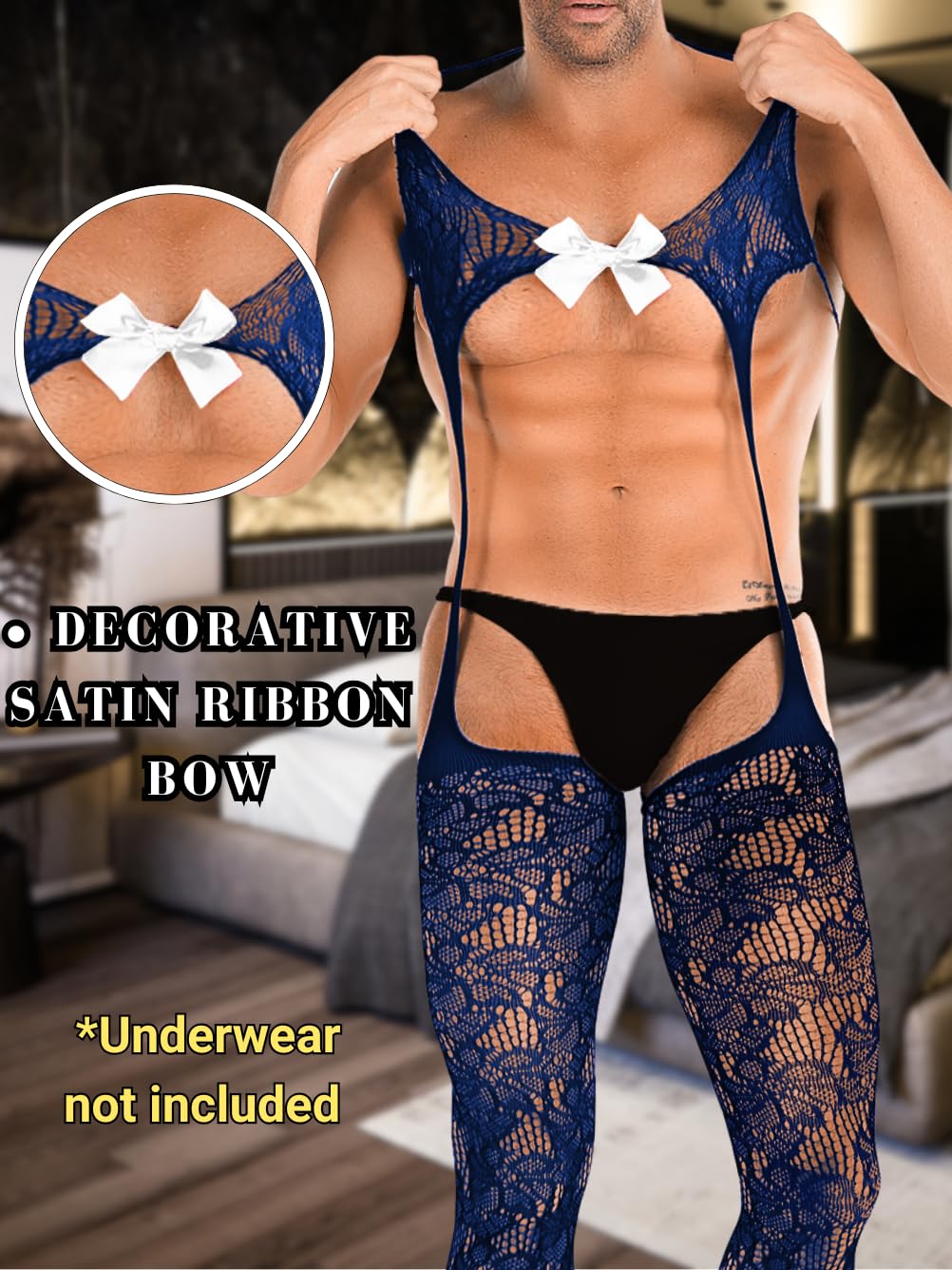 Sexy Valentines Lingerie for Men, Mens Outfit, One Piece Set for Man M   BEST WEAR - See Through Shirts - Sheer Nylon Tops - Second Skin -  Transparent Pantyhose - Tights - Plus Size - Women Men