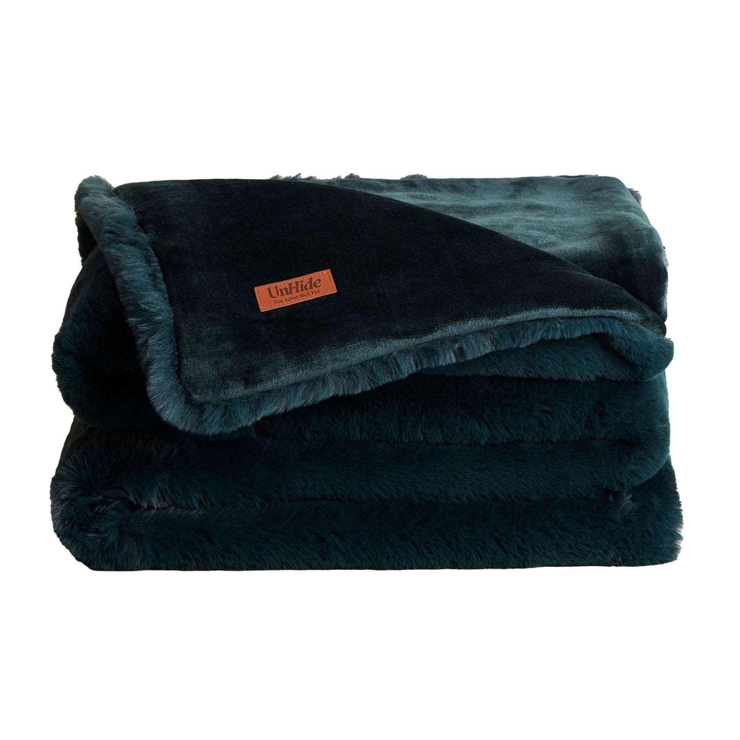 UnHide Marshmallow - Faux Fur Blanket - Heavy Weight, Extra Soft Blanket - Made from Recycled Materials - Machine Washable - Medium (60" x 80") - Emerald Kitten