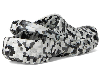 Crocs Unisex Classic Marbled Tie-Dye Clog, Black/White Confetti, 12 Women/10 Men, Medium