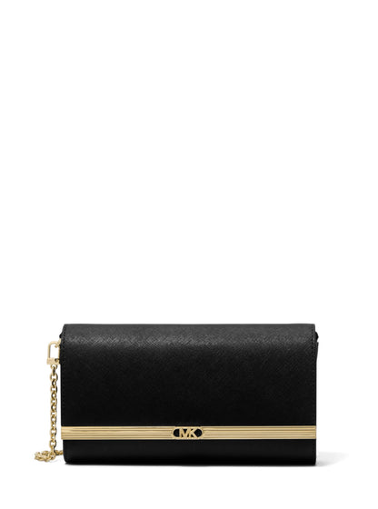 Michael Kors Mona Large East West Clutch, Gold-Tone Hardware/Black