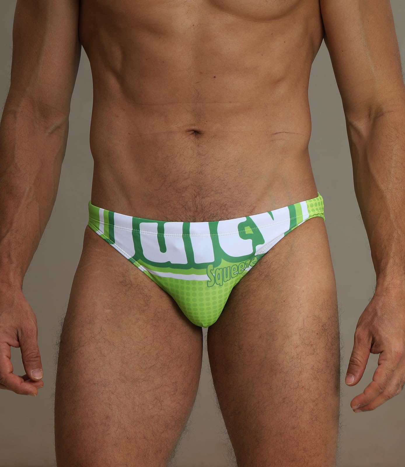 EASEJUICY Mens Swim Briefs Sexy Bikini Swimwear Digital Printing Letter Swimsuit Low Rise Drawstring with Liner (2113Juicy,L)