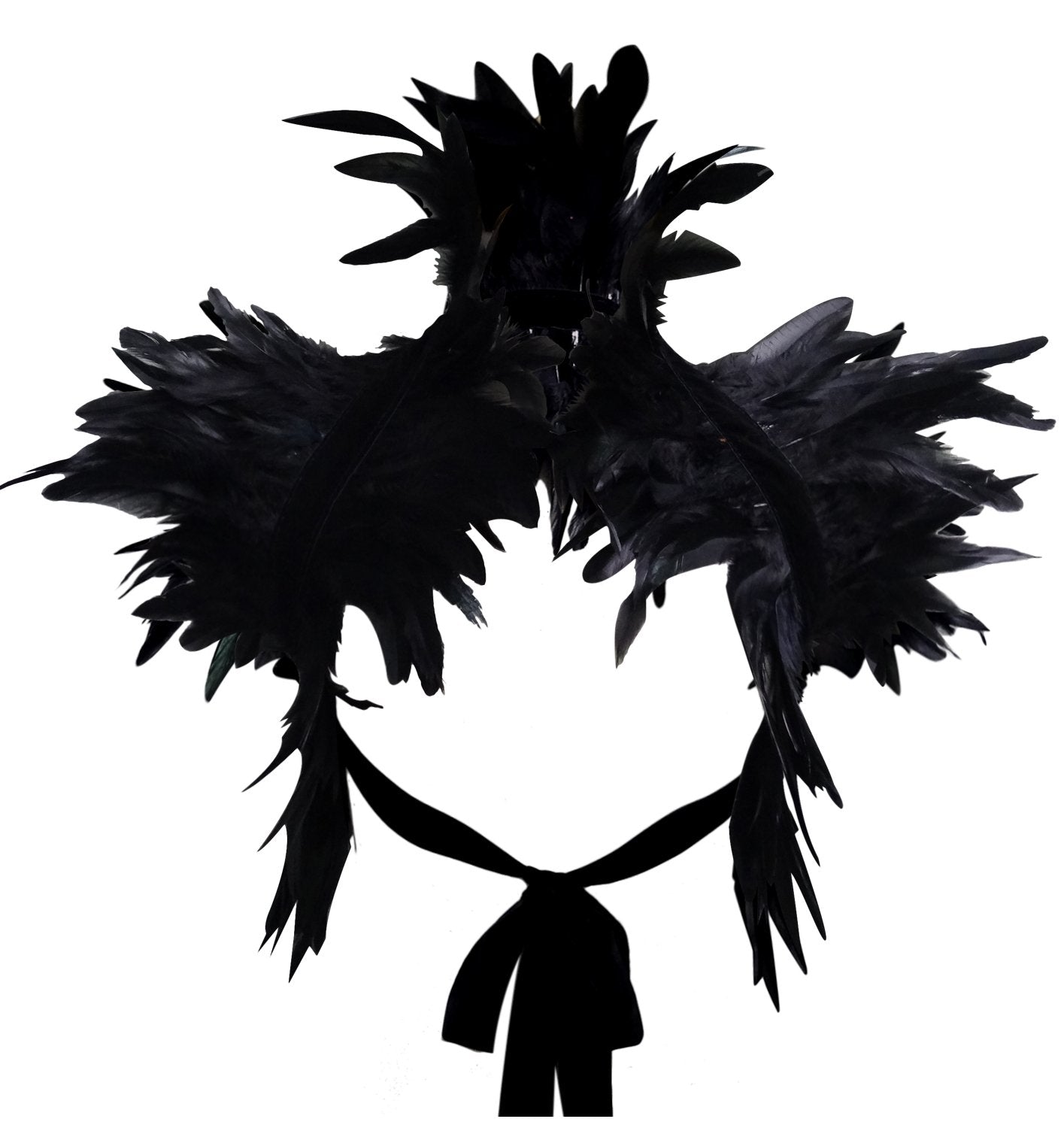 Victorian Real Natural Feather Shrug Shawl Shoulder Wrap Cape Gothic Collar (Black)