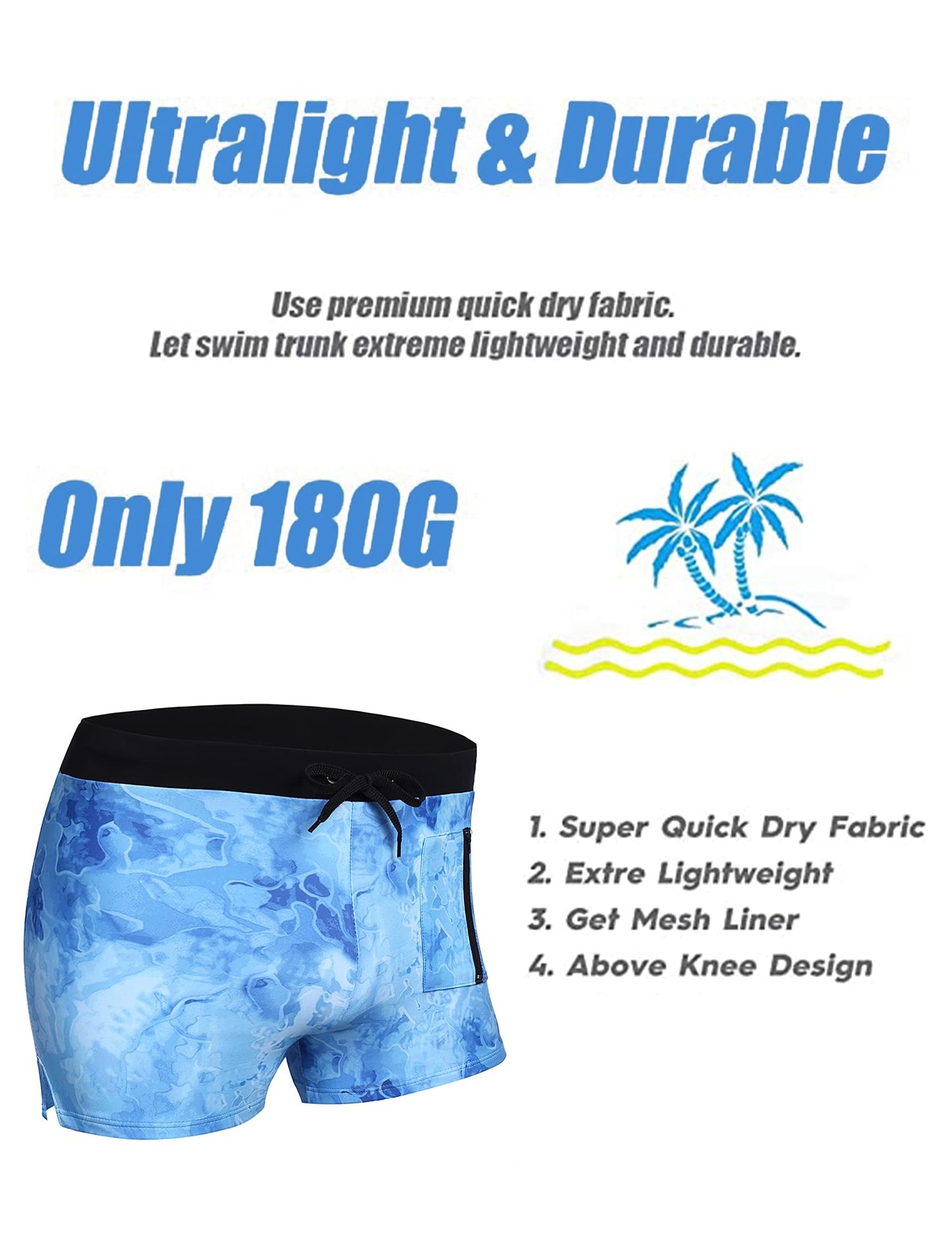 COOFANDY Mens Swim Trunks Swimwear Bathing Suit Swim Brief Square Leg Board Short