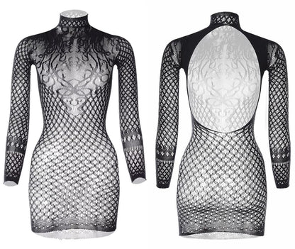 DTWAWA Womens Lingeries Fishnet Lingerie for Women Sexy Outfit Fishnet Bodysuit Cut Out Romper Black