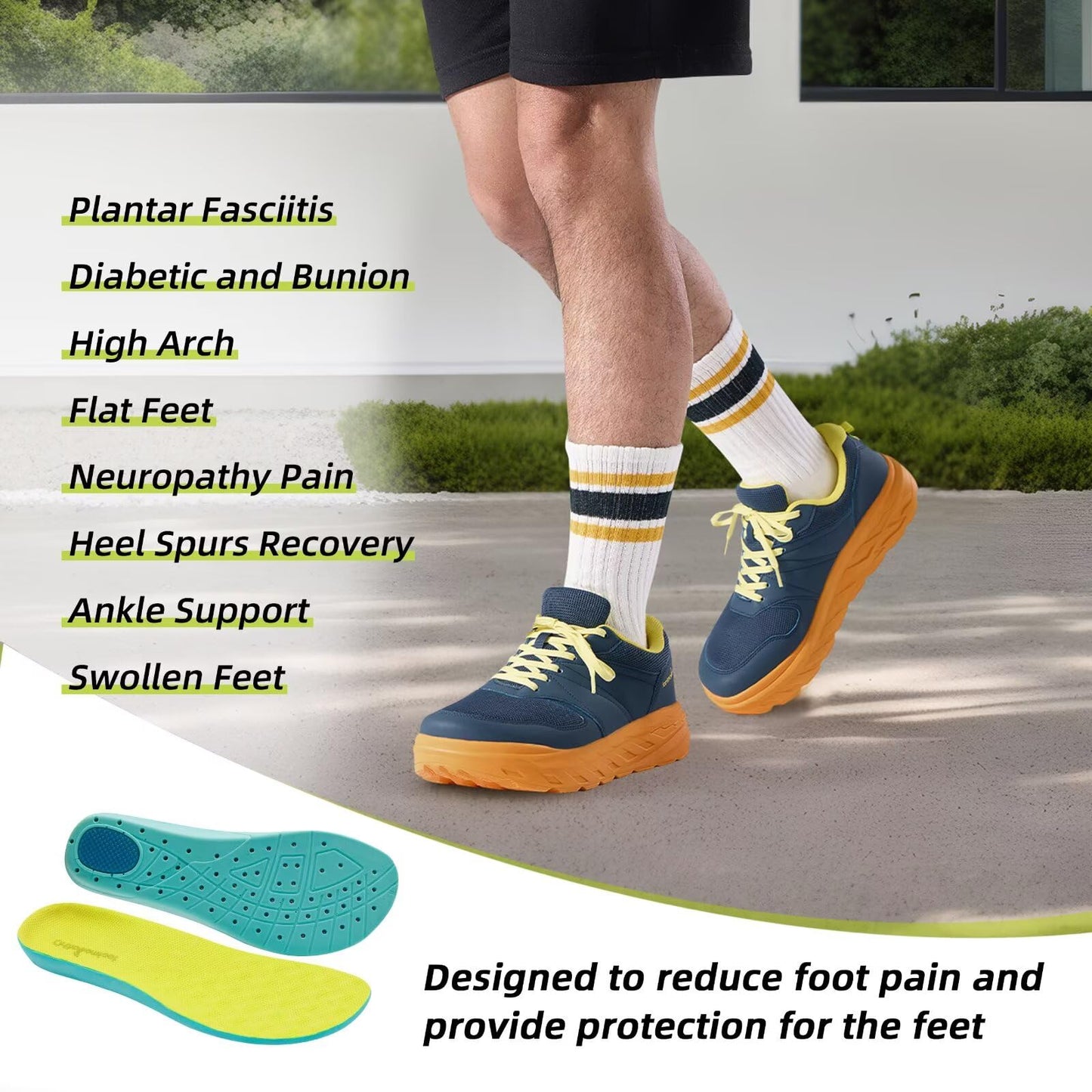 Men's Orthopedic Diabetic Wide Walking Shoes: Comfortable Plantar Fasciitis Arch Support Hammer Toes Neuropathy Recovery Tennis Shoes, Fit Outdoor Bowling Workout Sneakers Dark Blue Size 13