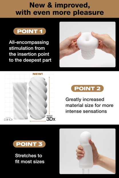 TENGA Sculpted Ecstasy 3Dx Series Zen | Adult Male Masturbator Sex Toy Stroker Device, Reusable Fine Ribbed Sleeve for Men | Made in Japan