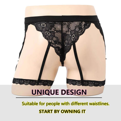 Men's Lace Underwear Sheer Pouch Garter Panties Crossdressing Sexy Gay Lingerie Sissy Underpants