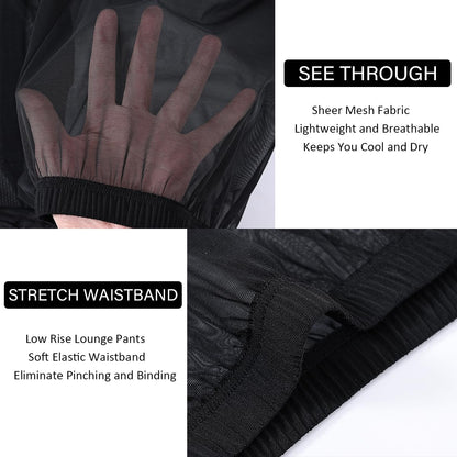 YINYOUYU Mens Mesh Pants See Through Underwear Pajama Bottoms Lounge Home Leggings Sleepwear Cool Dry Yoga Trousers XXL Black