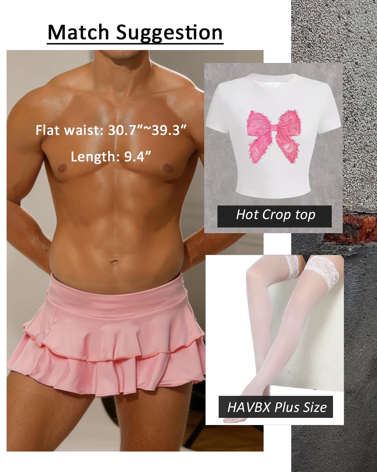 Men's Costume Outfit -Ruffled Sexy Layered Mini Skirt Sissy Outfit- Crossdressing
