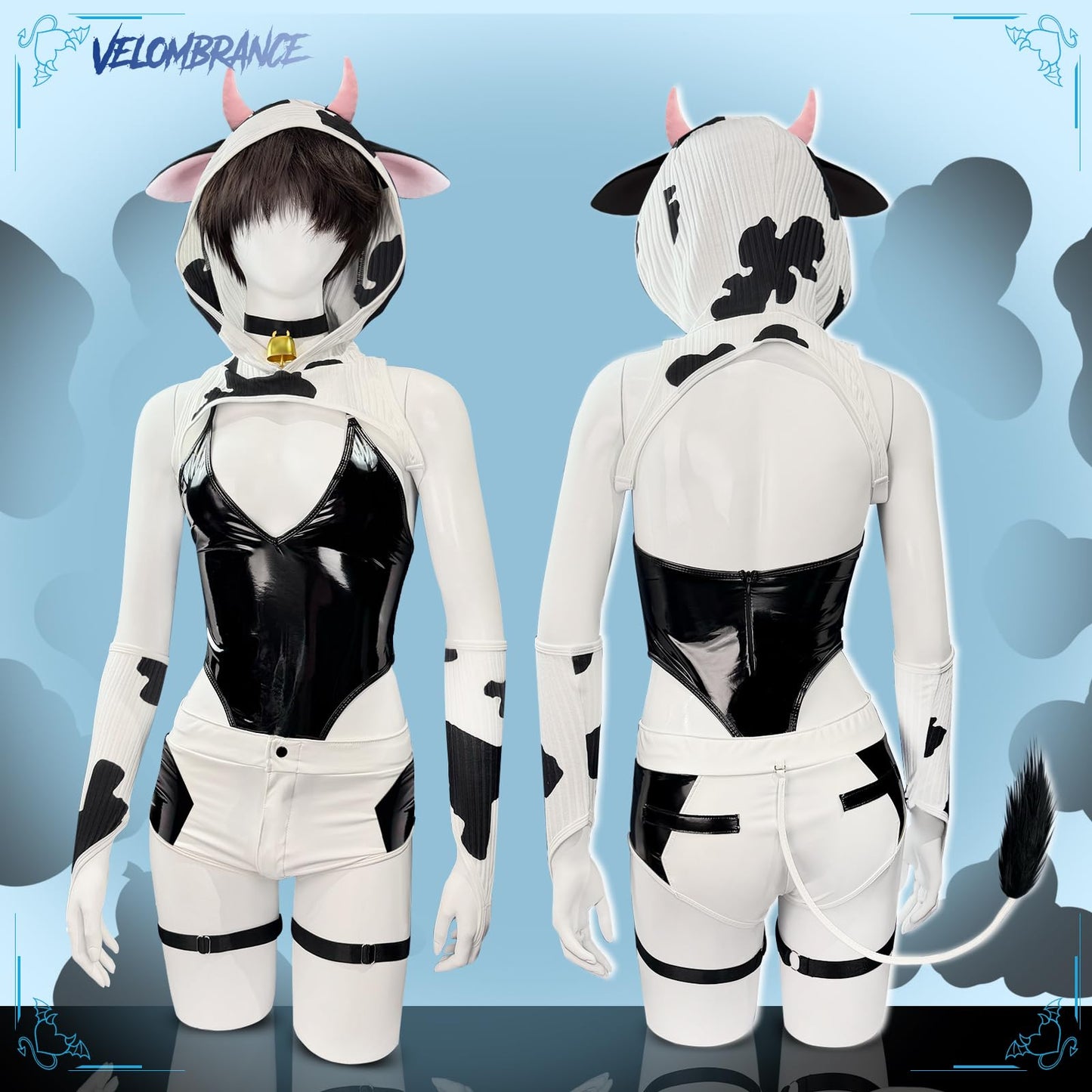 Men Cow Kawaii Animal Lingerie Sissy Cosplay Costume(White, S)Bc for