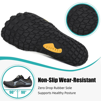 SAGUARO Barefoot Shoes Men Wide Toe Box Minimalist Trail Runner Sneakers Mens Fitness Gym Shoe FastⅠSize US 9.5 Women/7.5 Men Black