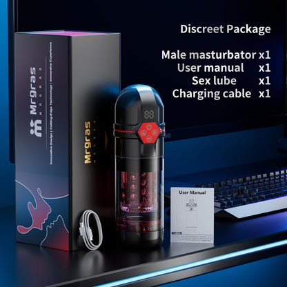 Mrgras Male Masturbator Penis Pump - Male Sex Toys for Men with Upgrade 12 S Vacuum Pump & 7 Thrusting Rotating Vibrating Sucking Licking LCD Adult Toys Mens Sex Toys Pumps & Enlargers