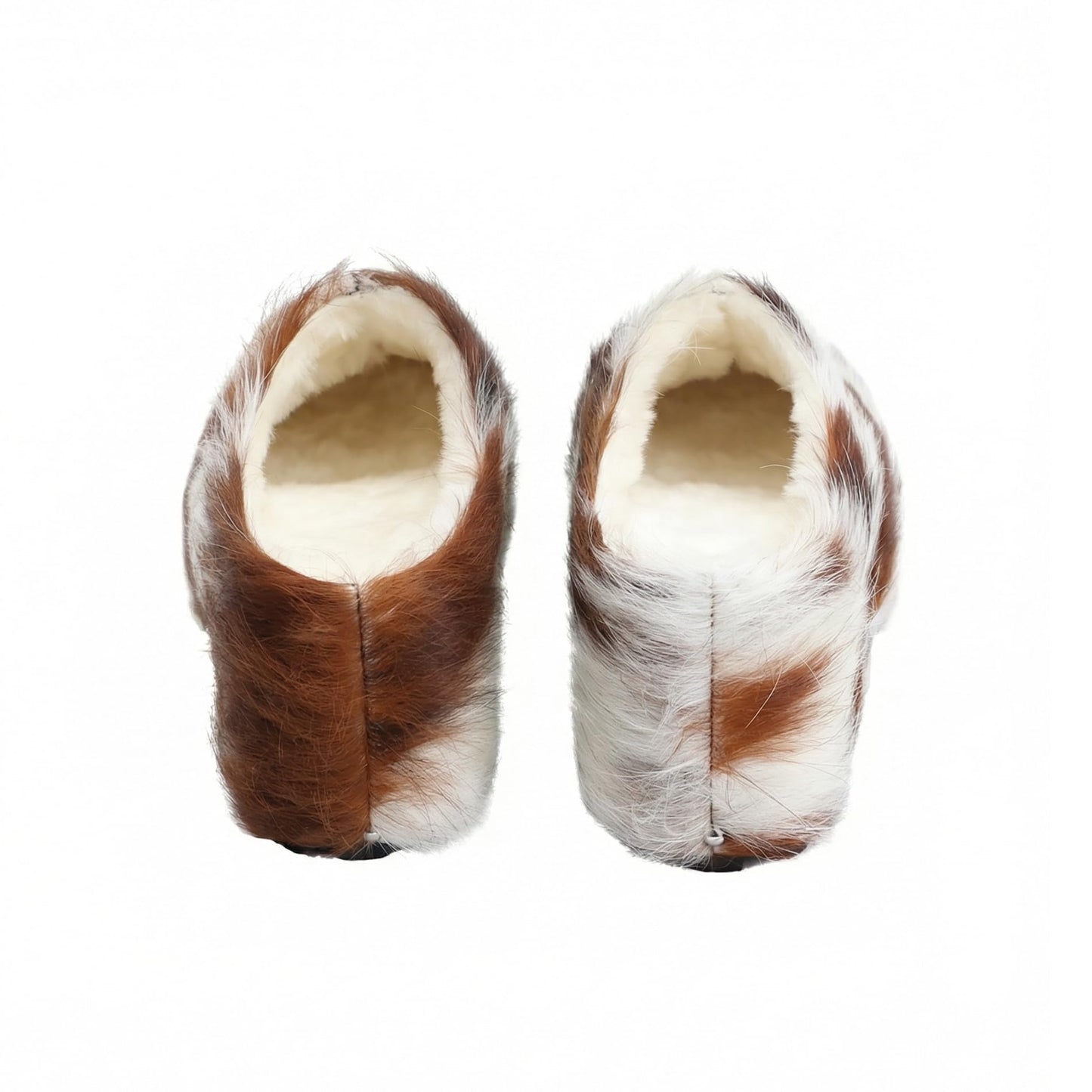 XOBZJH Women's Luxury Natural Cowhide Hair Platform Clogs – Western Retro Slip-On Mules with Zipper and Adjustable Buckle Strap – Handmade Rustic Cow Bone Back Hair Shoes with Arch Support