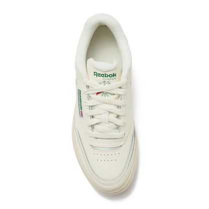 Reebok Club C Extra Platform Sneakers for Women, White Casual Tennis Women's Fashion Sneakers, Womens Shoes Size 5 to 11, Chalk/Chalk/Glen Green, 9.5 Medium