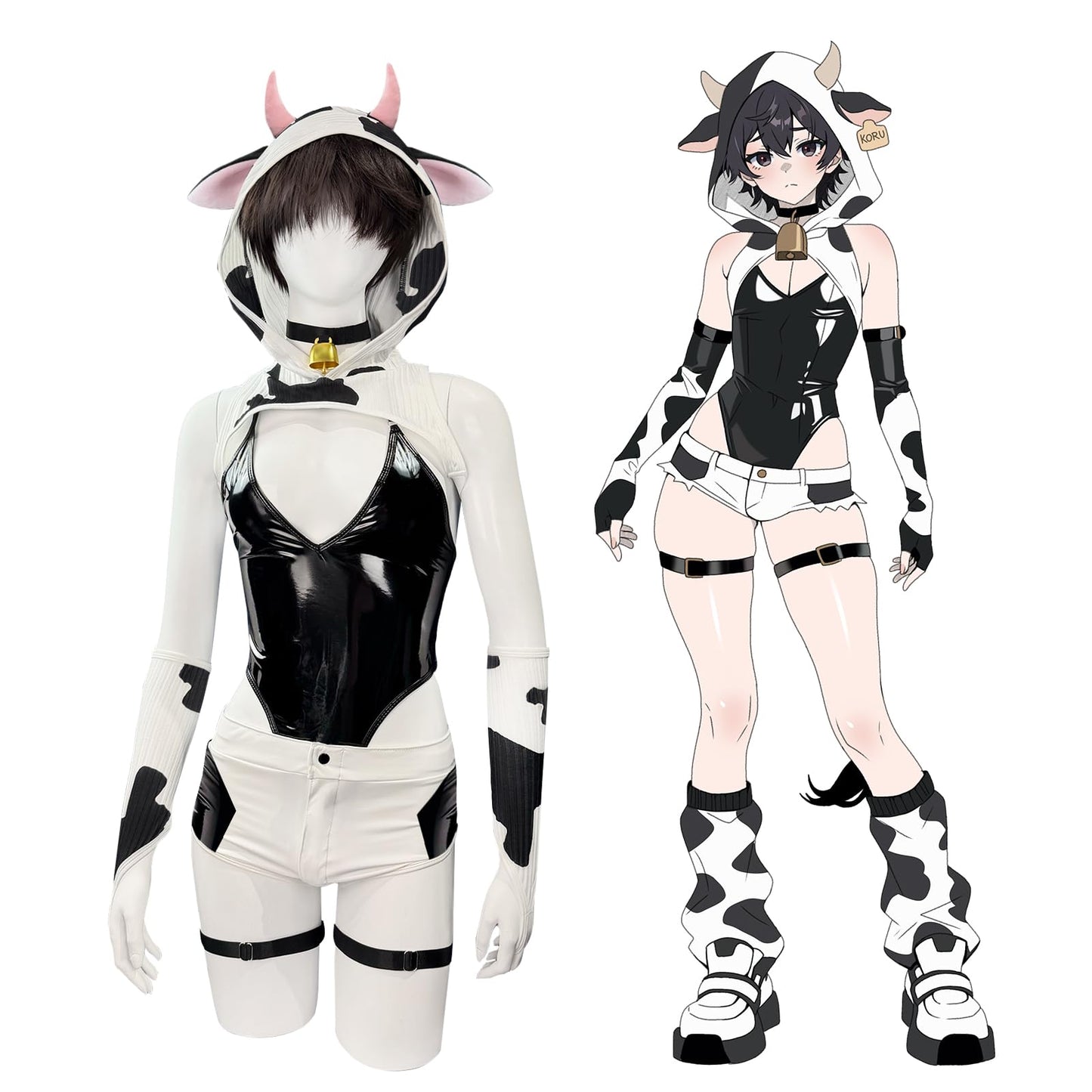Men Cow Kawaii Animal Lingerie Sissy Cosplay Costume(White, S)Bc for