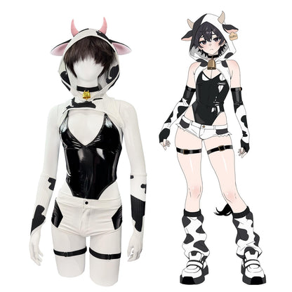 Men Cow Kawaii Animal Lingerie Sissy Cosplay Costume(White, S)Bc for