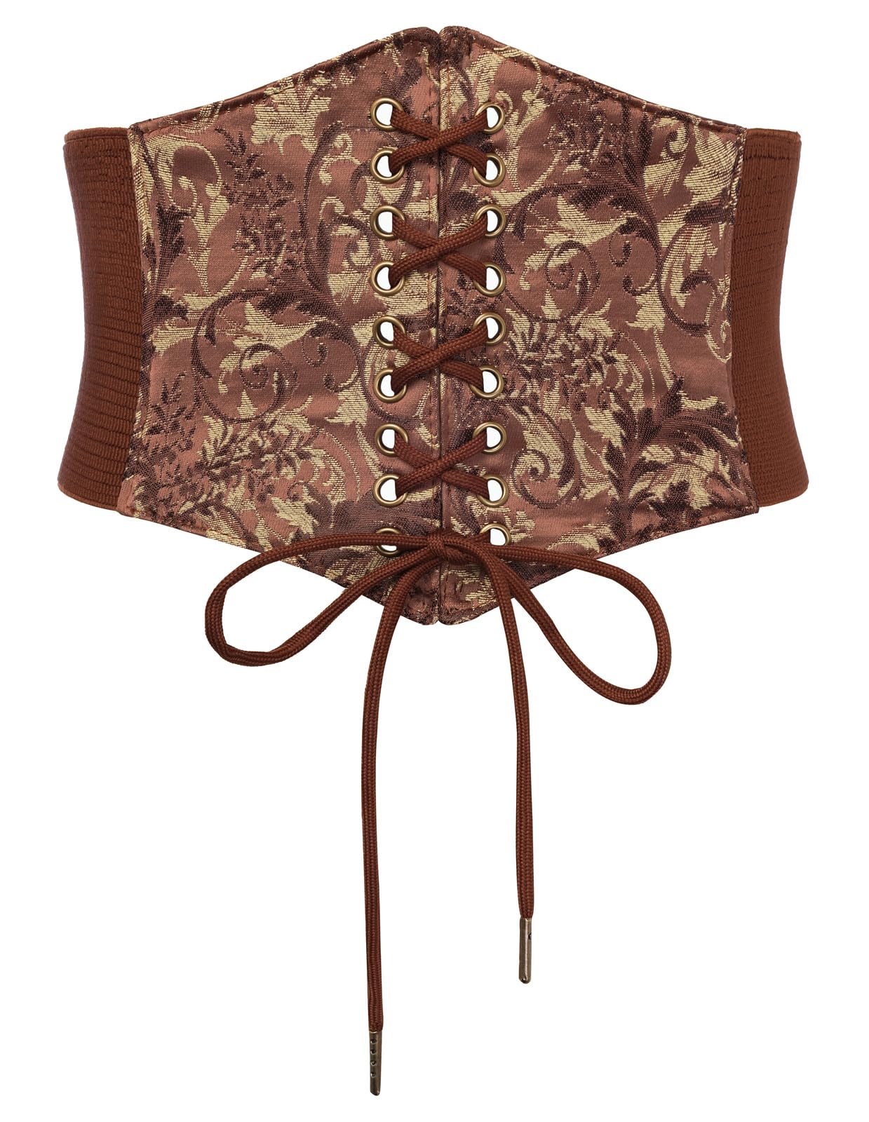 Renaissance Corset Belt Wide Elastic Waist Belts for Women Brown L