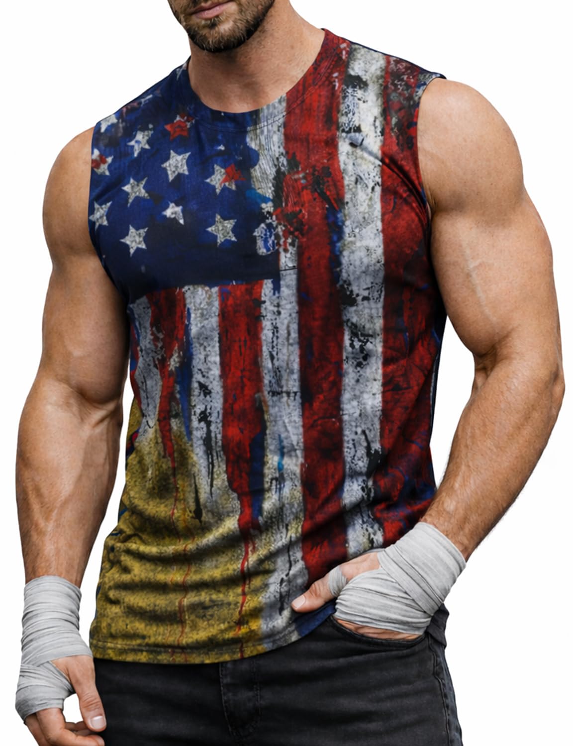 Heralady Mens 4th of July Tank Top American Flag Patriotic Sleeveless Graphic Independence Day Shirt P2 L