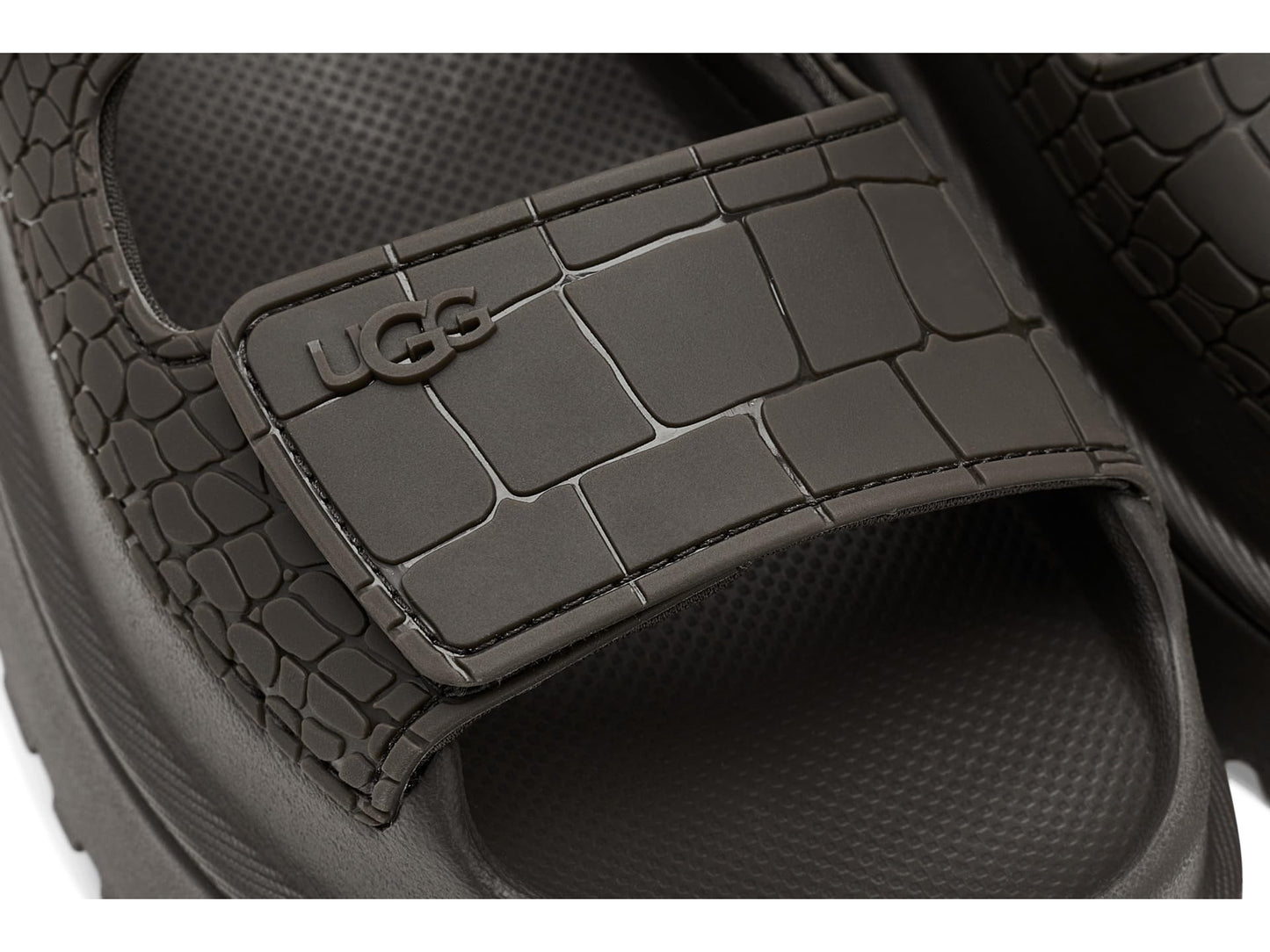 UGG Women's Goldenglow Embossed Sandal, Dense Smoke, 10