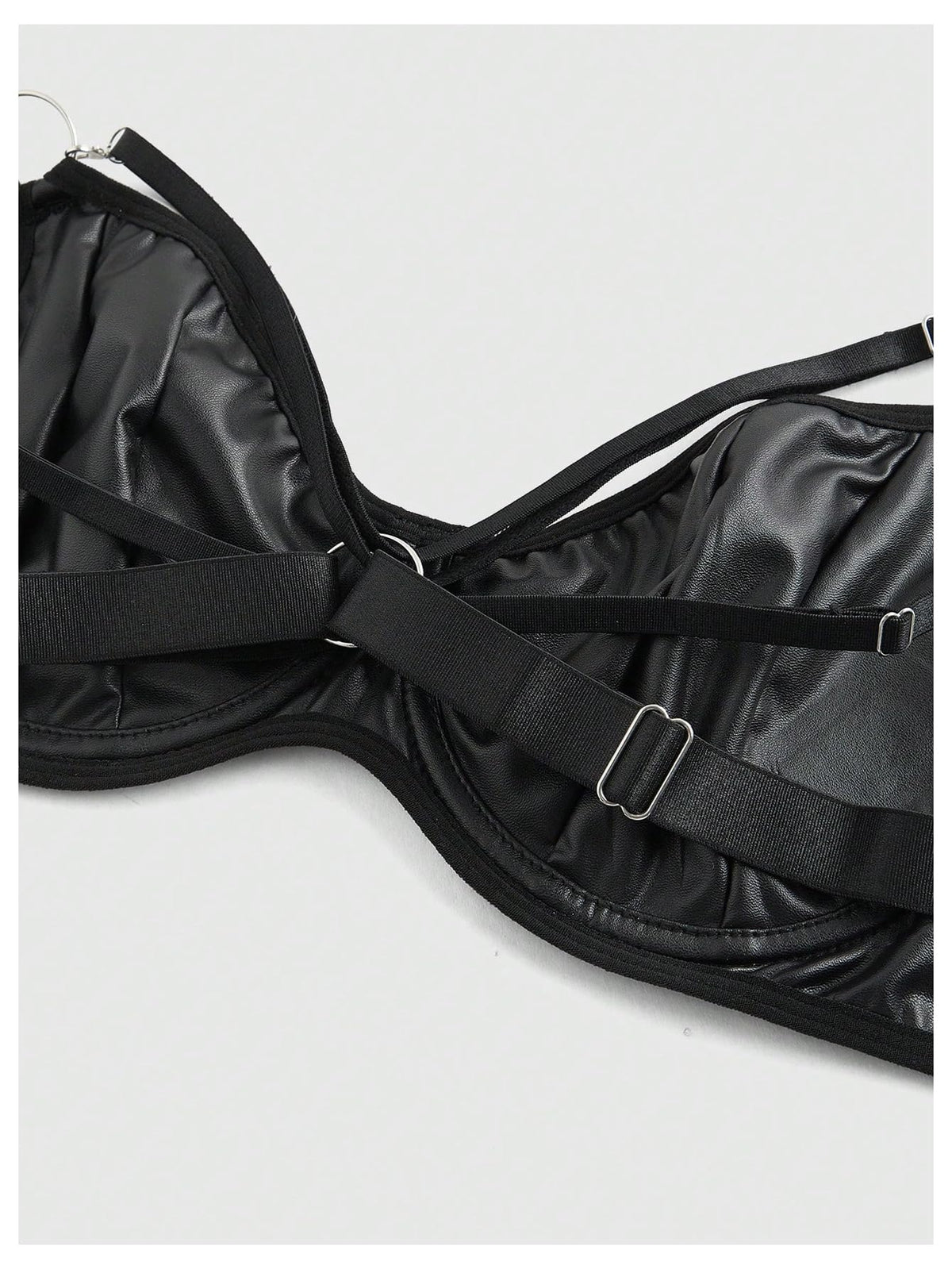 BDSM Women's Leather Bra Cut Out Push Up Underwire Bras