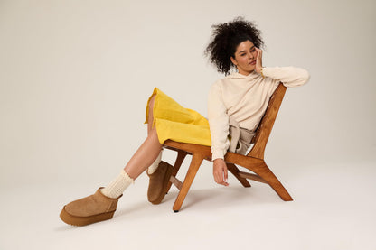 Project Cloud 100% Genuine Leather Platform Ankle Boots for Women
