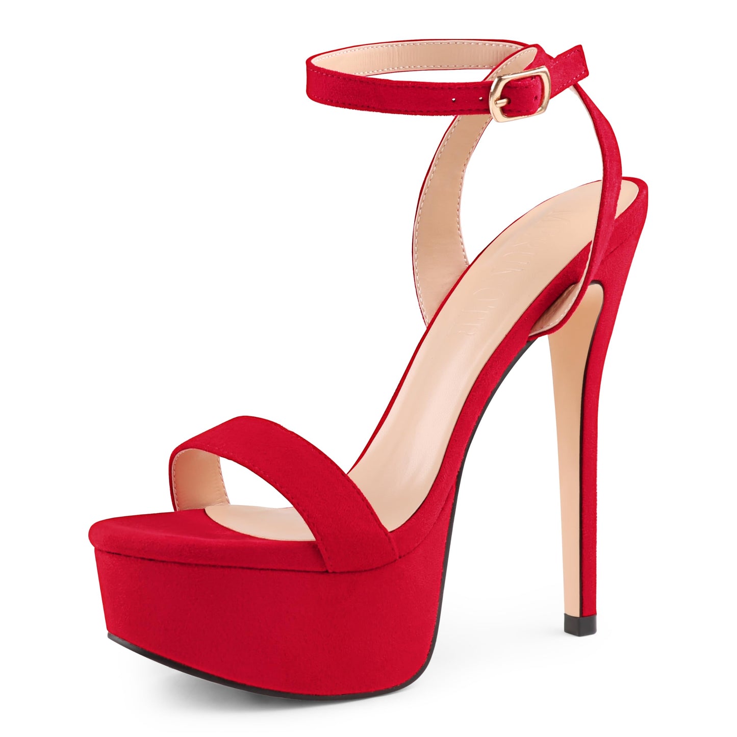 Women's Platform Heels Sky High Heel Sandals Red Suede US7.5