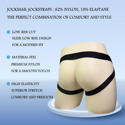 JOCKMAIL 3 Pack Cutout Jock straps for Men Comfort Men's Jockstrap Low Rise Athletic Supporter for Parties & Nightlife (US, Alpha, XX-Large, Regular, Regular, BLACK+WHITE+PINK)