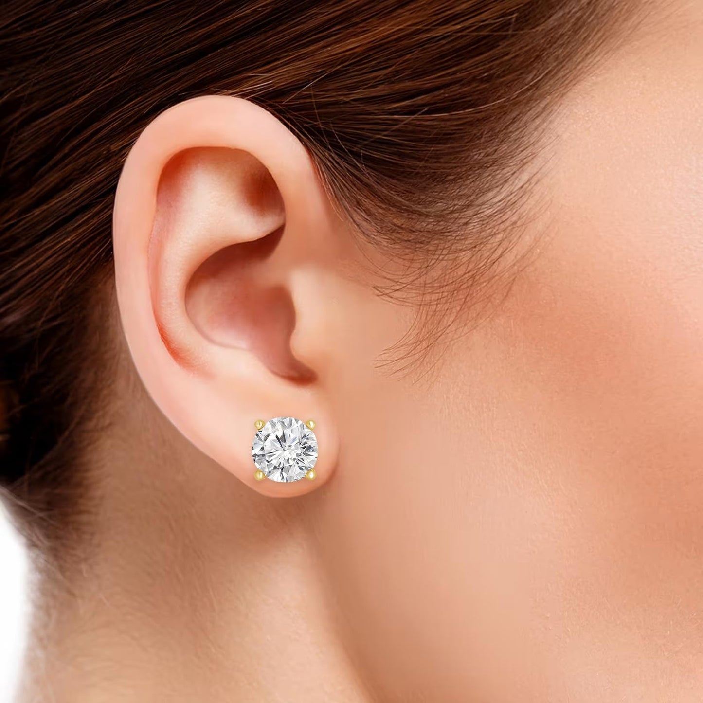 Houston Diamond District 1 to 10 Carat IGI Certified LAB GROWN Round Cut Diamond Stud Earrings for Women 4 Prong Screw Back for her MADE IN USA (E-F Color, VS1-VS2 Clarity) 14K Yellow Gold 1.51 Carat