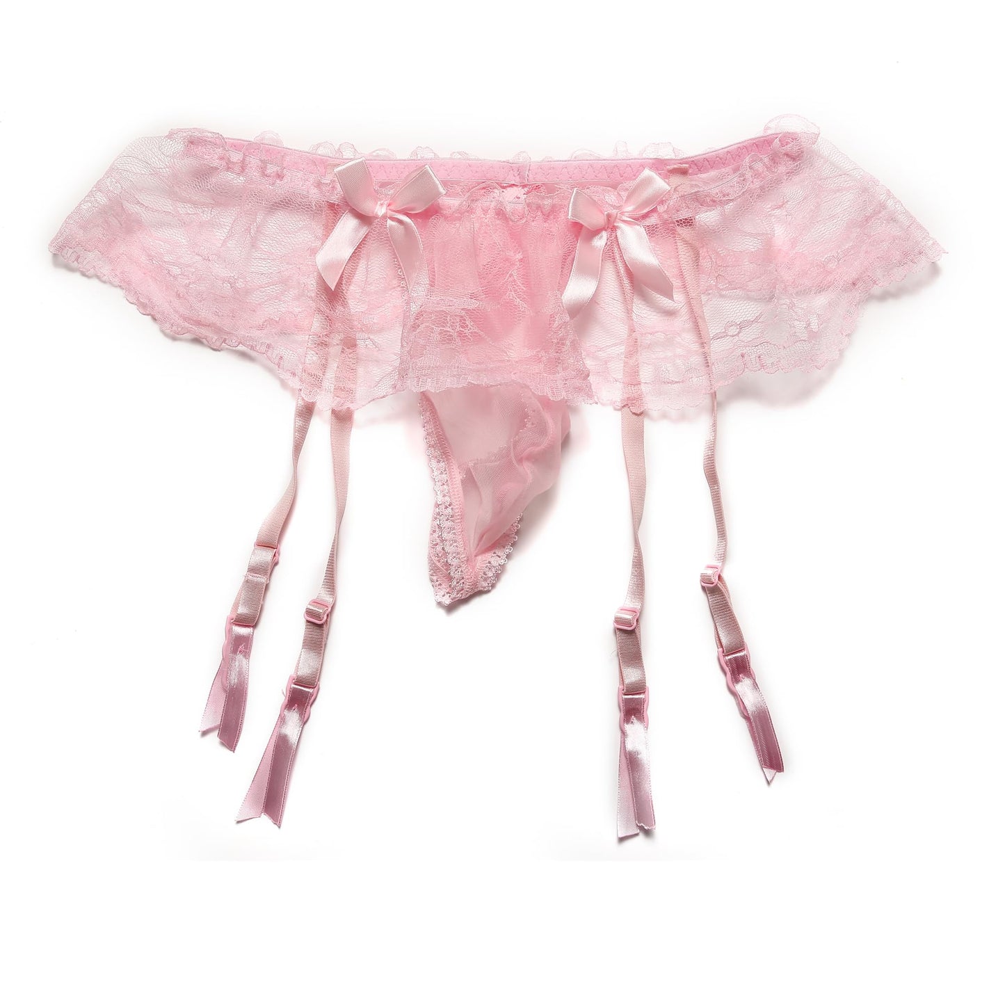 WINTOFW Lace Sissy Pouch Panties for Men Crossdressers Men's Lingerie Skirt G-String Underwear Briefs with Garters